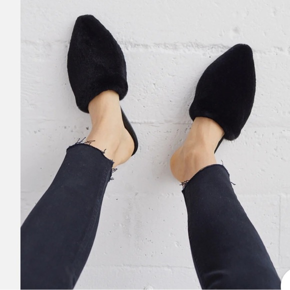Jenni Kayne Genuine Leather Slip on Shearling Mules black - Picture 2 of 8